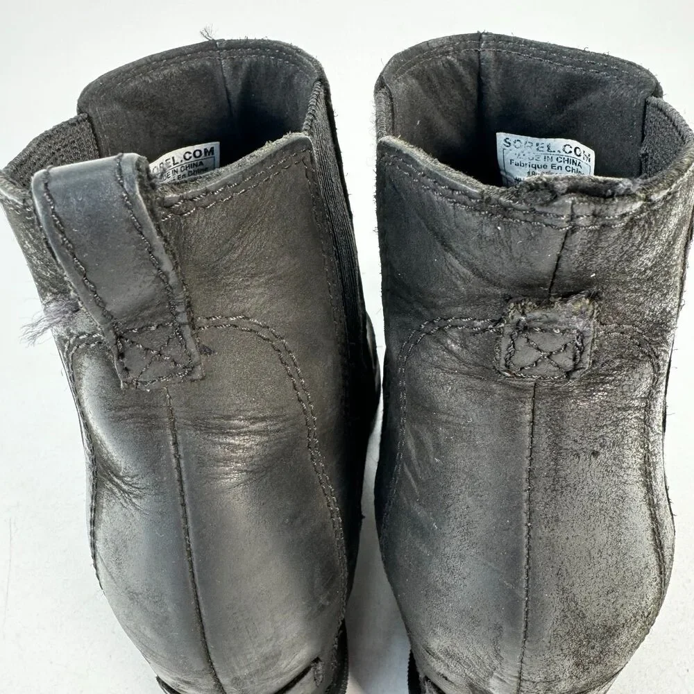 SOREL Womens Joan Of Artic ii Chelsea Hidden Wedge Black Ankle Boots Size 8
